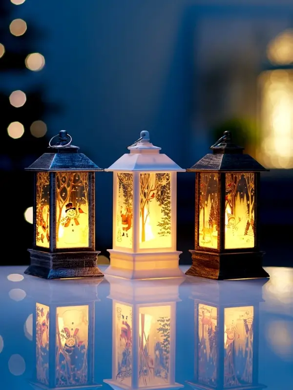 Набор светодиодных фигур, 3 шт, "Новогодние фонари", 13х5.5х5.5 см, от бат.3хAG13, Т/БЕЛЫЙ   1087120