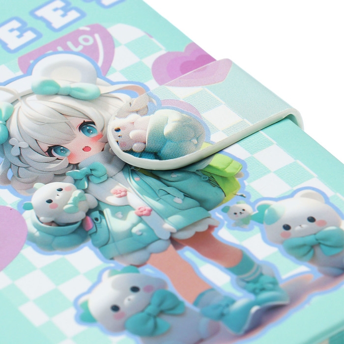 Записная книжка подарочная 96л,линия, с хлястиком, срез с рисунком обложки, Аниме (12,9х9см) 10539 Записная книжка подарочная 96л,линия, с хлястиком, срез с рисунком обложки, Аниме (12,9х9см) 10539