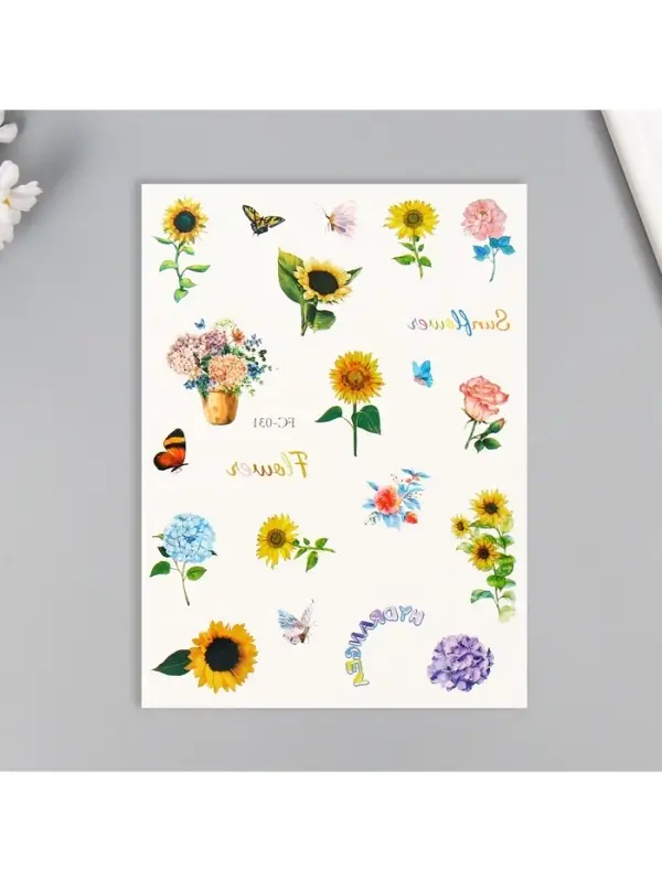 Переводные тату на тело цветные «Цветочные бутоны», 24×14.5 см, МИКС