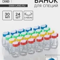 Набор солонок Доляна &laquo;Грани&raquo;, 30 мл, 3.5&times;7 см, 24 шт., стекло, МИКС