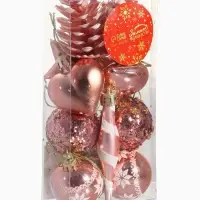 Ёлочные игрушки набор 12 шт. &laquo;Праздничный хоровод&raquo; 4 см, розовый