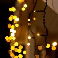 Гирлянда &laquo;Бахрома&raquo; 4&times;0.6 м, IP44, тёмная нить, 180 LED, свечение тёплое белое, 8 режимов, 220 В