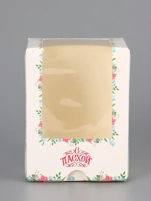 Коробка подарочная пасхальная с окном «Пасхальный венок» 9.5×9.5×12.5 см