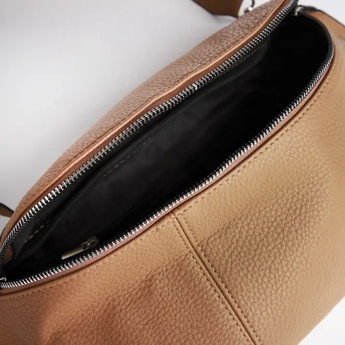 Сумка женская кросс-боди на молнии, 34&times;11&times;17 см, бежевая