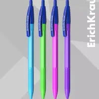 Ручка шариковая автоматическая ErichKrause R-301 Neon Matic, узел 0.7 мм, чернила синие, длина линии письма 2000 метров, МИКС