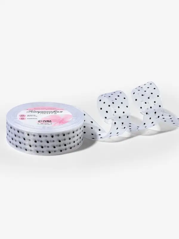 Лента капроновая &laquo;Горох&raquo;, 25 мм, 23&plusmn;1 м, белая