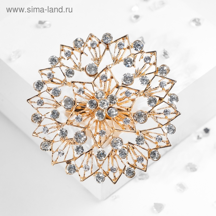 Брошь «Круг ажурный», цвет белый в золоте Брошь «Круг ажурный», цвет белый в золоте