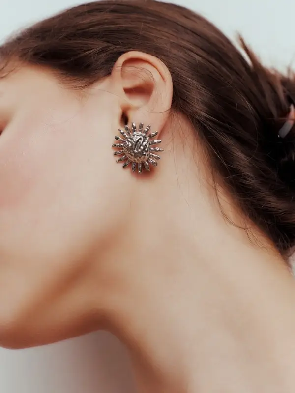 Серьги &laquo;Солнце&raquo;, цвет серебро