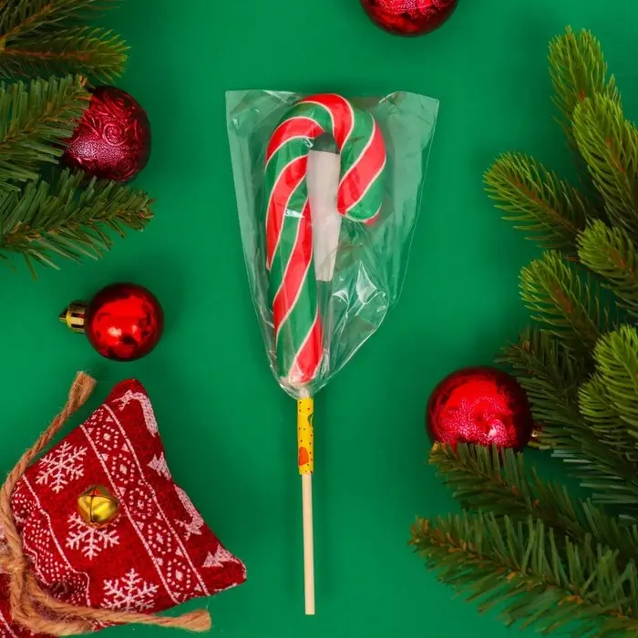 Карамель на палочке Карамель на палочке "Тутти-фрутти" трость красный/белый/зелёный, 30 г