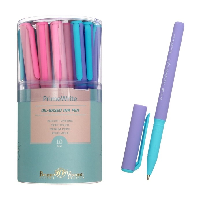 Ручка шариковая PrimeWrite. Basic. Zefir, узел 1.0 мм, синие пигментные чернила на масляной основе, корпус Soft Touch, МИКС Ручка шариковая PrimeWrite. Basic. Zefir, узел 1.0 мм, синие пигментные чернила на масляной основе, корпус Soft Touch, МИКС