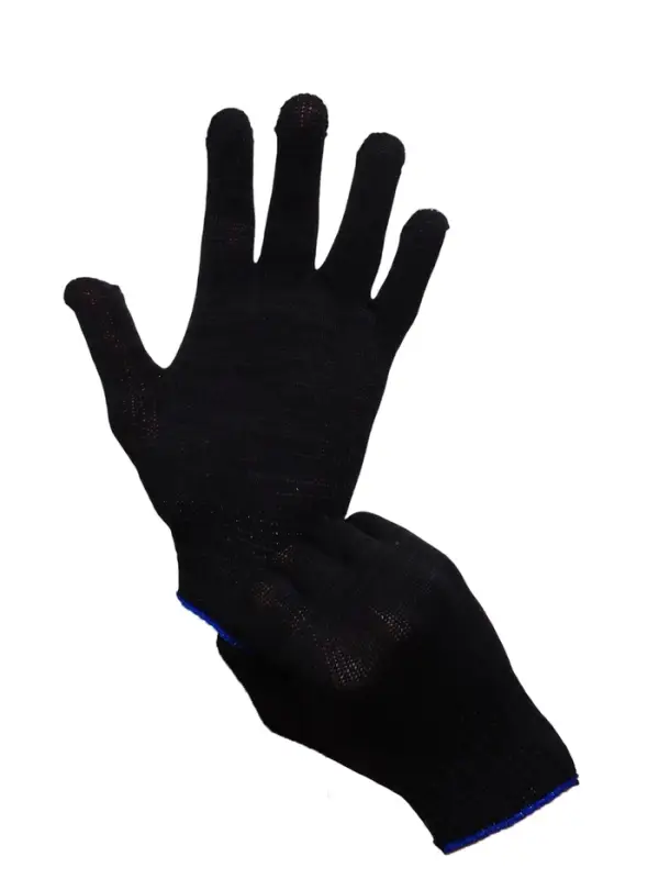 Перчатки садовые, хб, вязка 10 класс, 4 нити, размер 9, без покрытия, чёрные