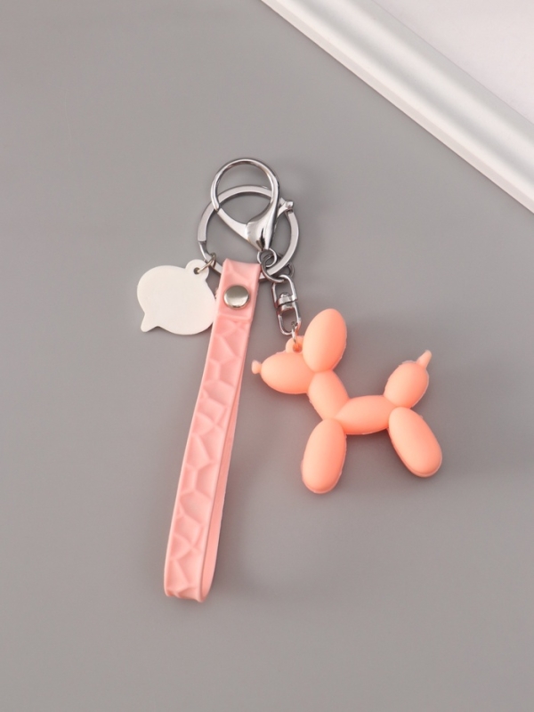 Брелок резина с карабином и браслетом  Брелок резина с карабином и браслетом "Воздушный шарик - Собачка" розовый 21х5,4 см