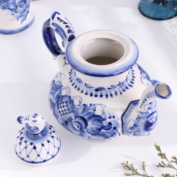 Чайник Чайник "Воробей", 26 х 21 см, гжель