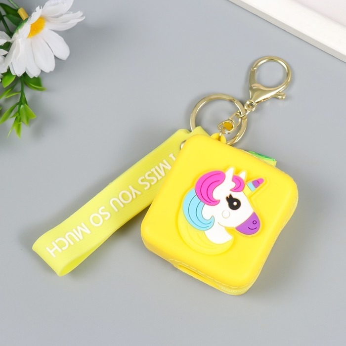 Брелок кошелёк с карабином силикон Брелок кошелёк с карабином силикон "Яркие картинки" квадратик жёлтый МИКС 6х3х7 см