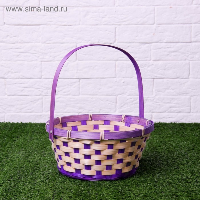 Корзина плетеная, бамбук, 21х21х10/24 см, фиолетовая Корзина плетеная, бамбук, 21х21х10/24 см, фиолетовая