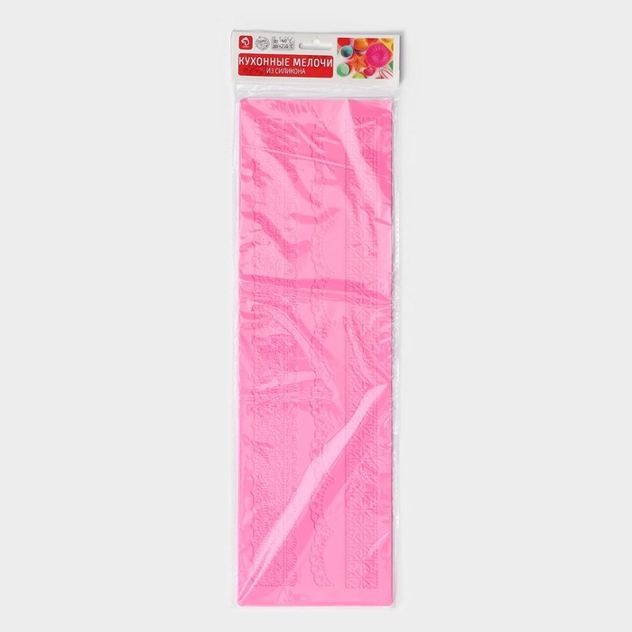 Коврик для айсинга Доляна «Ретро», силикон, 38,5×12×0,3 см, цвет розовый Коврик для айсинга Доляна «Ретро», силикон, 38,5×12×0,3 см, цвет розовый