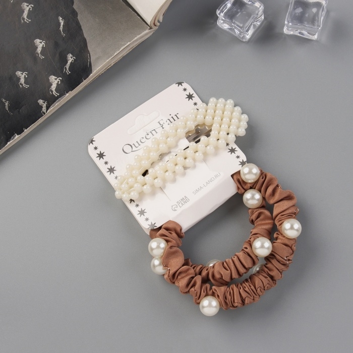 Набор для волос Набор для волос "Касандра" (2 резинки 5 см, невидимка 7 см) коричневый