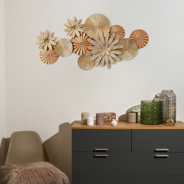 Декор настенный металл  Декор настенный металл "Цветы в пустыне" золото 120х7х60 см