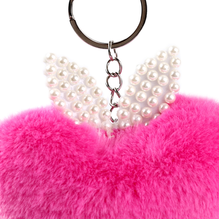 Брелок «Сердечко» с ушками, 7 см, цвет фуксия Брелок «Сердечко» с ушками, 7 см, цвет фуксия