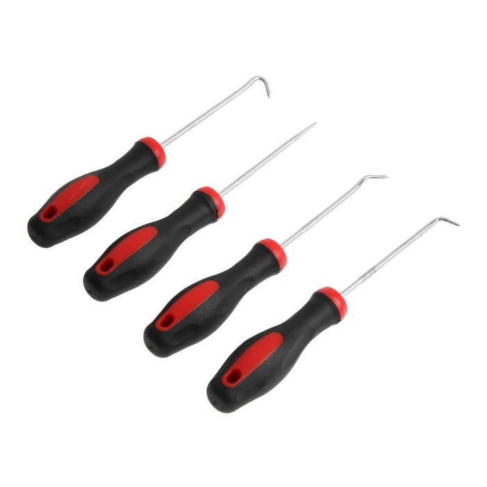 Набор крючков для демонтажа уплотнительных колец ТУНДРА, двухкомпонентные рукоятки, 4 шт. Набор крючков для демонтажа уплотнительных колец ТУНДРА, двухкомпонентные рукоятки, 4 шт.