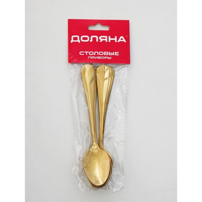 Ложки чайные Доляна &laquo;Голд&raquo;, длина 13,5 см, 6 шт
