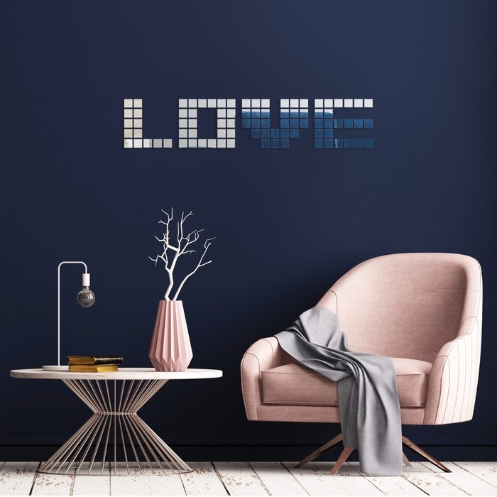 Наклейки интерьерные Наклейки интерьерные "LOVE", зеркальные, декор на стену, 85 эл, размер элемента 2 х 2 см