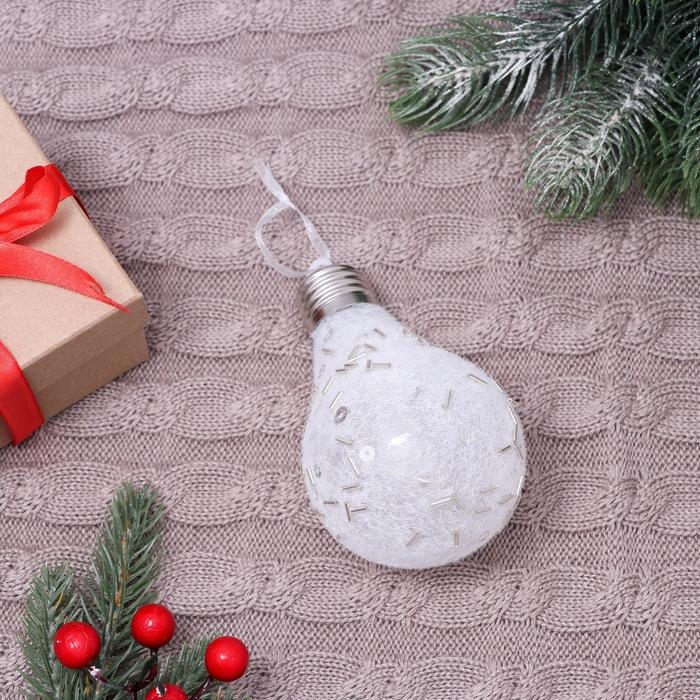 Украшение ёлочное свет Украшение ёлочное свет "Пора чудес" лампочка снежная, 7х10 см, белый