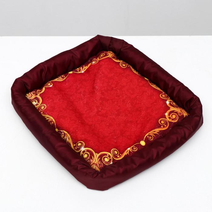 Лежанка с бортом  Лежанка с бортом "Узор красный", 42 х 42 х 5 см