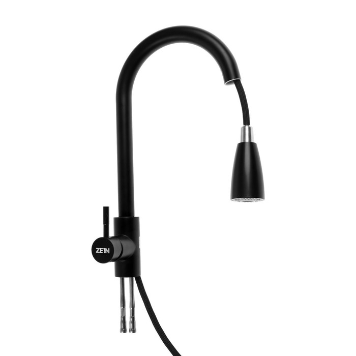 Смеситель для кухни ZEIN Z2571, нержавеющая сталь, с выдвижной лейкой, 2 режима, черный Смеситель для кухни ZEIN Z2571, нержавеющая сталь, с выдвижной лейкой, 2 режима, черный