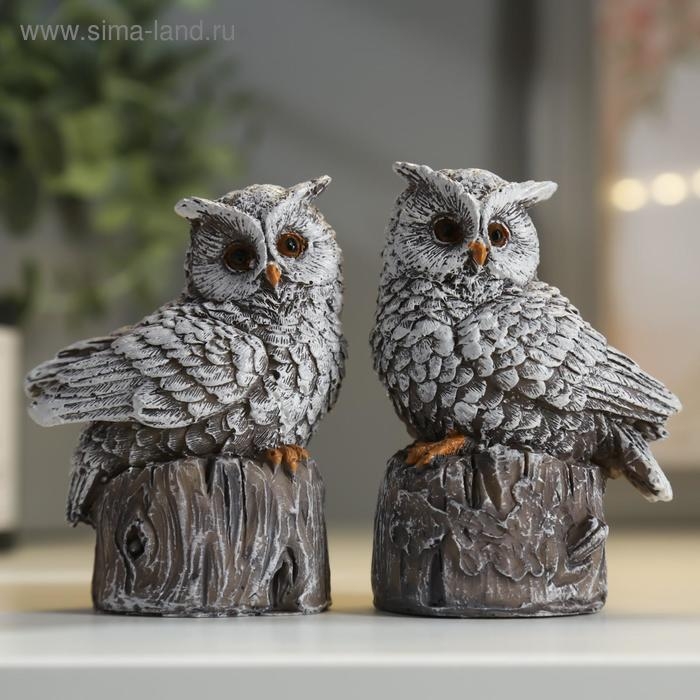 Сувенир полистоун Сувенир полистоун "Филин на пеньке" МИКС 9х7х5 см