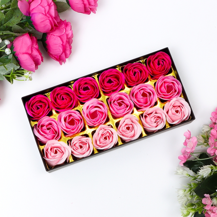 Мыльные розочки, цветные оттенки, набор 18 шт. Мыльные розочки, цветные оттенки, набор 18 шт.