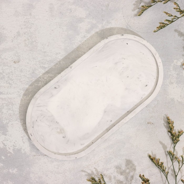 Подсвечник овальный из гипса,17,5х9х1,5см, мрамор с фиолетовыми полосками Подсвечник овальный из гипса,17,5х9х1,5см, мрамор с фиолетовыми полосками