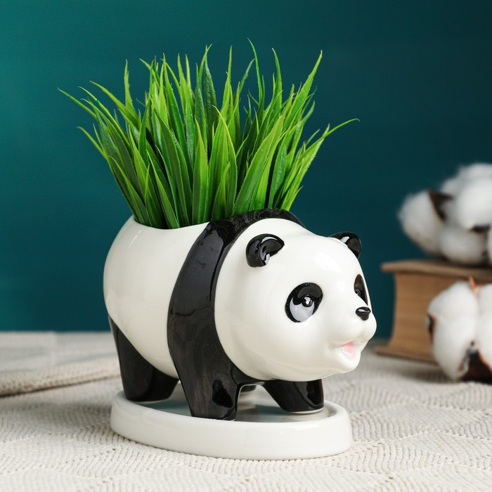 Горшок Горшок "Панда" 15х8х9см, белый