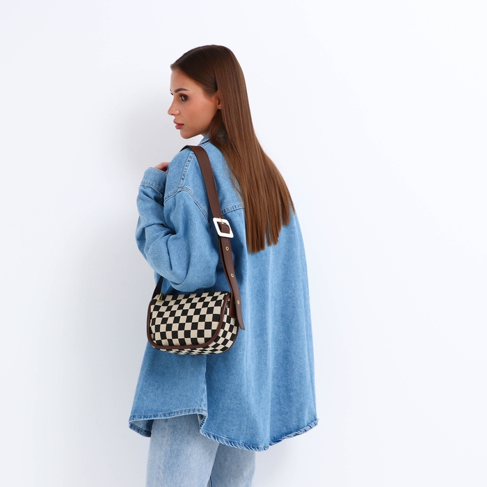 Сумка-кросс-боди на молнии, цвет бежевый/коричневый Сумка-кросс-боди на молнии, цвет бежевый/коричневый