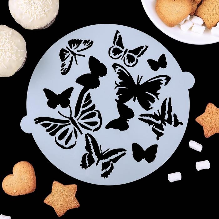 Набор кондитерских трафаретов для украшения выпечки «Букет», 8 шт: 2 шт d=20 см, 6 шт d=8 см