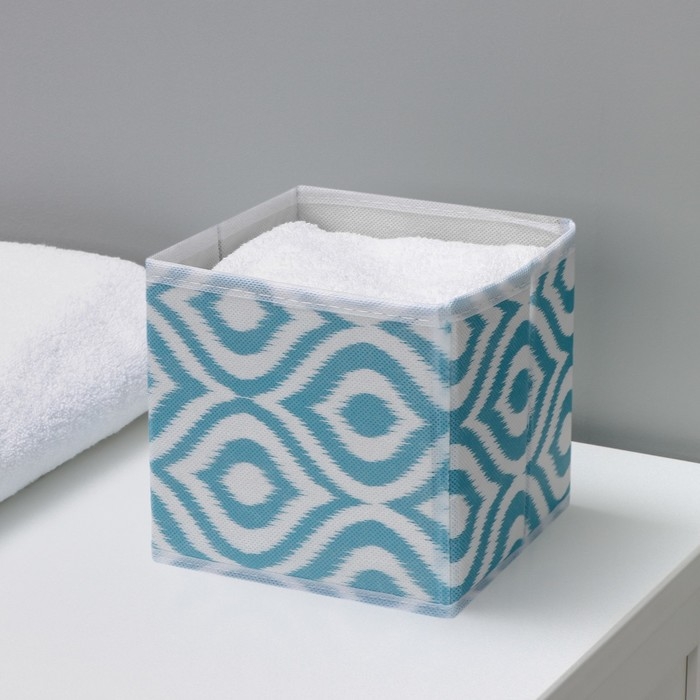 Короб для хранения Доляна «Лагуна», 14×14×14 см, цвет бирюзовый Короб для хранения Доляна «Лагуна», 14×14×14 см, цвет бирюзовый