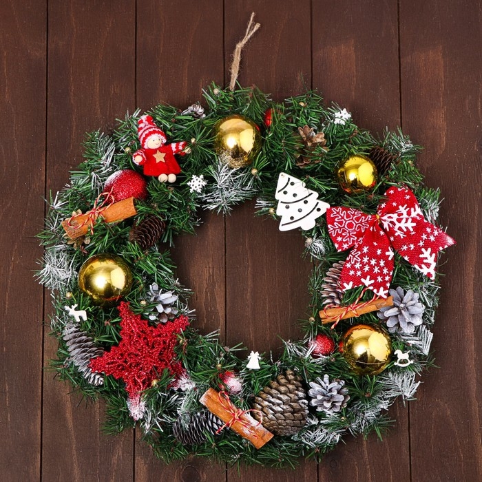 Венок праздничный «Новогодняя звезда Венок праздничный «Новогодняя звезда",45 см, ручная работа