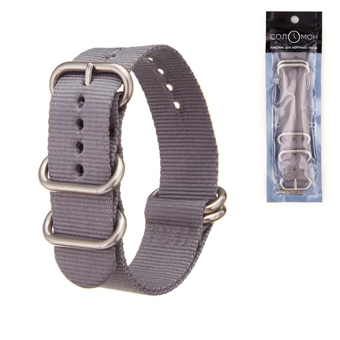 Ремешок для часов Ремешок для часов "Соломон", 20 мм, l-27 см, серый