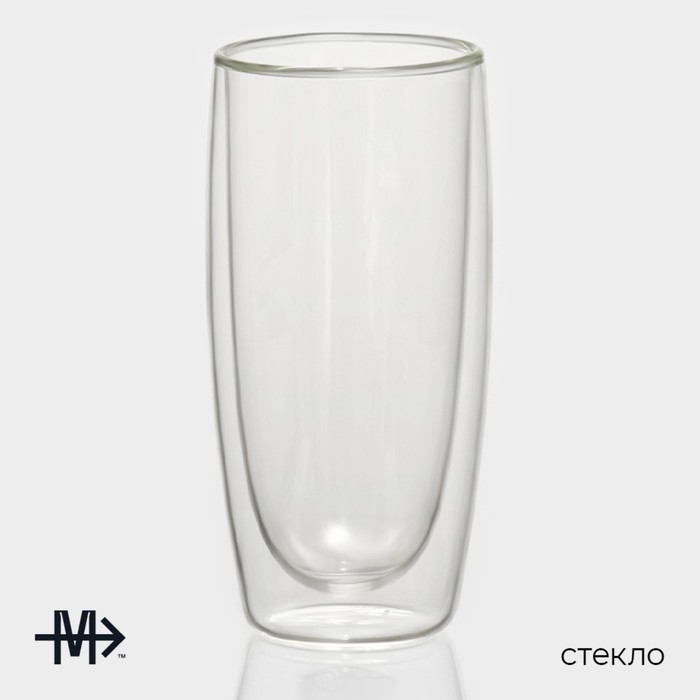Стакан стеклянный с двойными стенками Magistro «Поль. Дуо», 350 мл, 7,3×15 см Стакан стеклянный с двойными стенками Magistro «Поль. Дуо», 350 мл, 7,3×15 см
