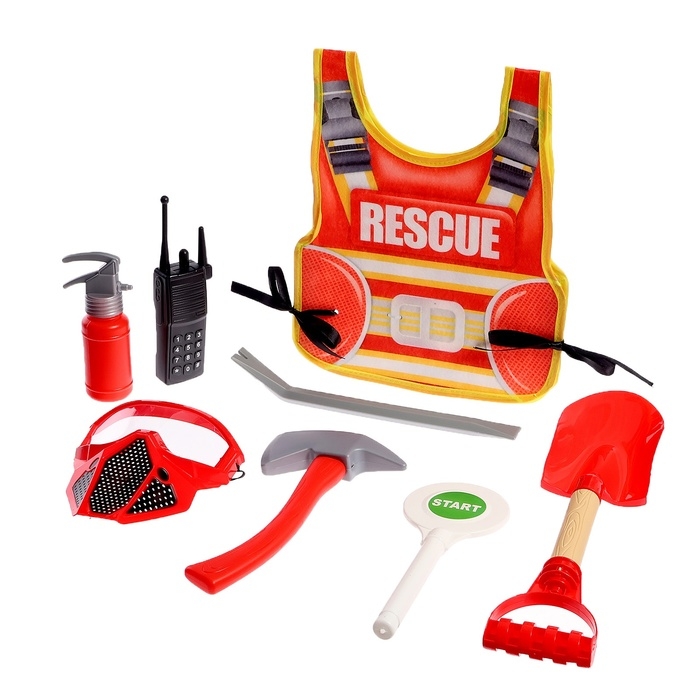 Набор пожарного «Укротитель огня», с текстильным жилетом, 8 предметов Набор пожарного «Укротитель огня», с текстильным жилетом, 8 предметов