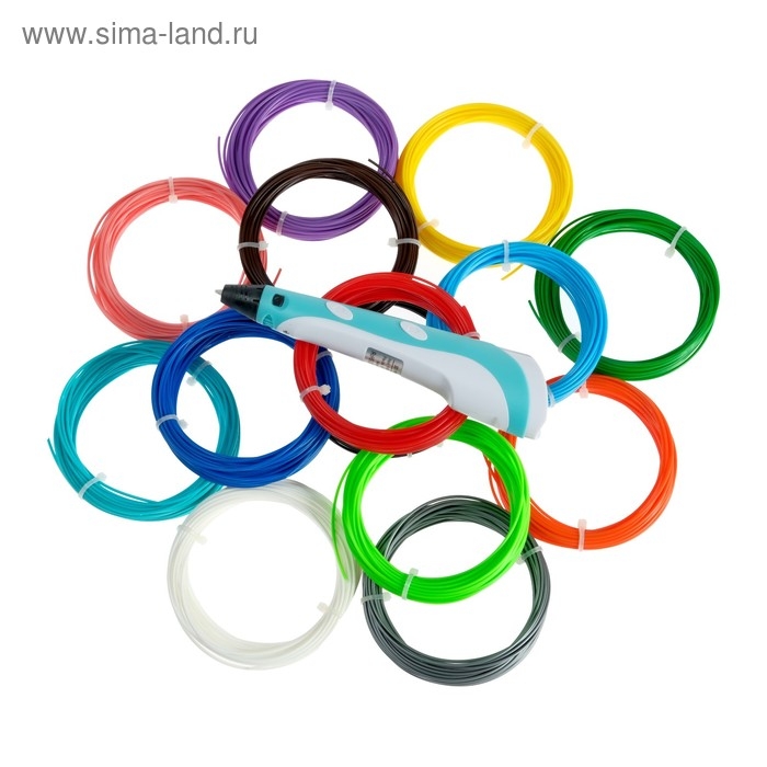 Комплект в тубусе 3Д ручка с дисплеем голубая + пластик PLA 15 цв/10 м+трафареты Комплект в тубусе 3Д ручка с дисплеем голубая + пластик PLA 15 цв/10 м+трафареты