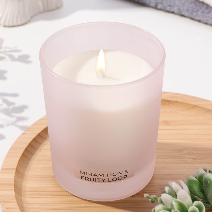 Свеча ароматическая в стакане  Свеча ароматическая в стакане "FRUITY LOOP", клубника, персик, ваниль, 200 г
