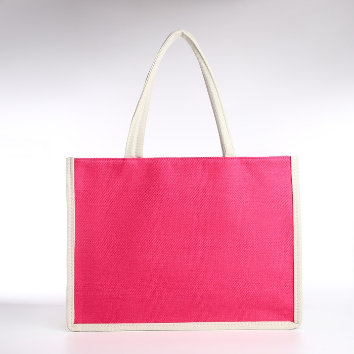 Сумка пляжная без застёжки, цвет молочный/малиновый Сумка пляжная без застёжки, цвет молочный/малиновый