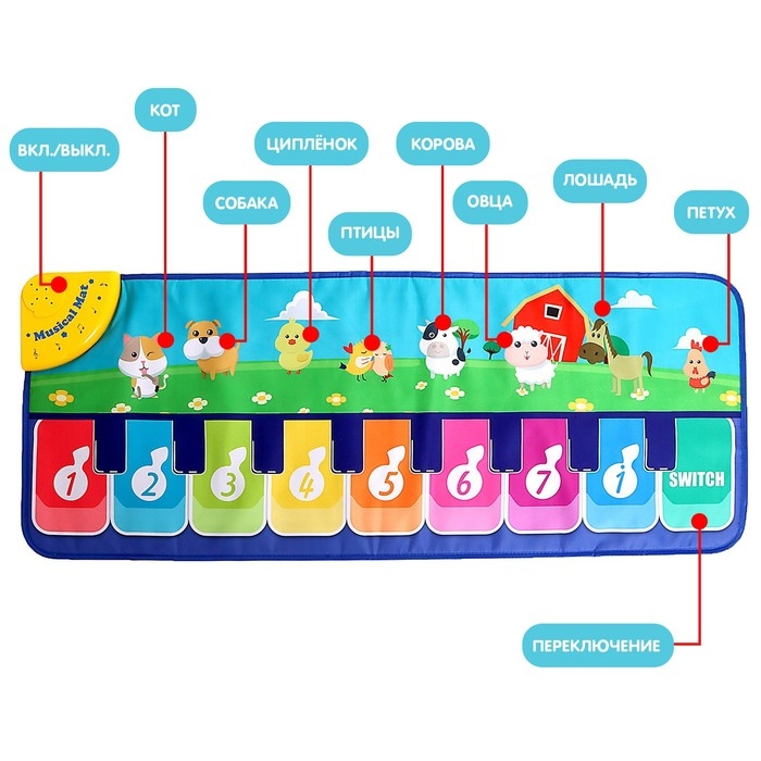 Музыкальный коврик &laquo;Весёлая ферма&raquo;, 100 см