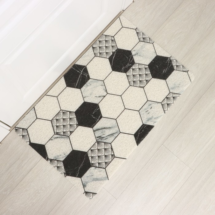 Коврик придверный грязезащитный Доляна «Мрамор», вырезной, 60×90 см, цвет серый Коврик придверный грязезащитный Доляна «Мрамор», вырезной, 60×90 см, цвет серый