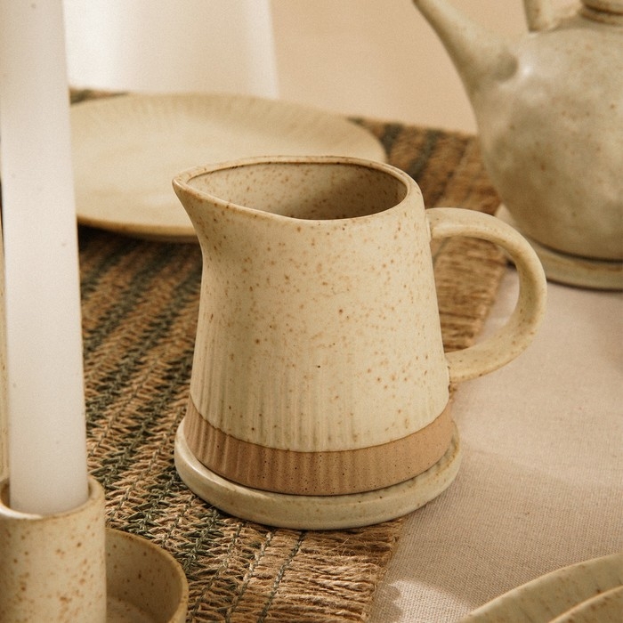 Молочник керамический SL Home «Виенто», 350 мл, 12,5×9 см, цвет бежевый Молочник керамический SL Home «Виенто», 350 мл, 12,5×9 см, цвет бежевый