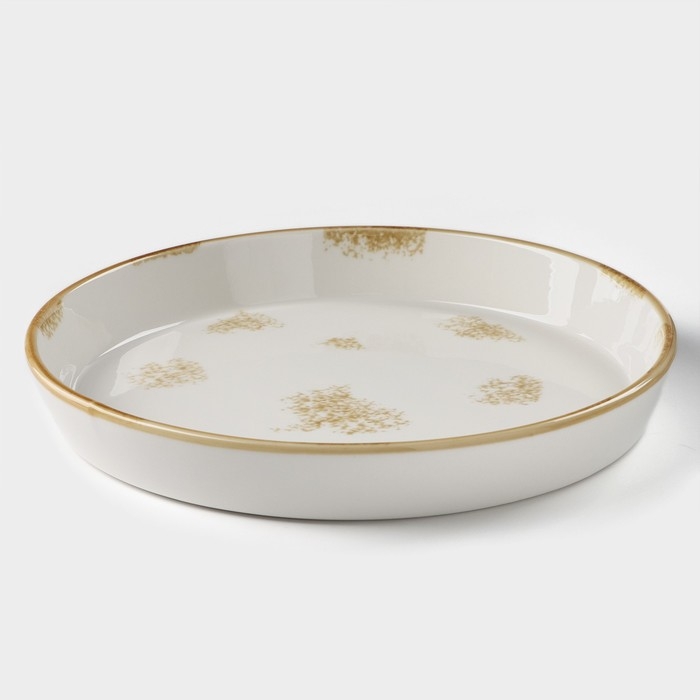 Форма для запекания из фарфора Доляна Organic Gold, 1 л, d=24,5 см, цвет белый Форма для запекания из фарфора Доляна Organic Gold, 1 л, d=24,5 см, цвет белый