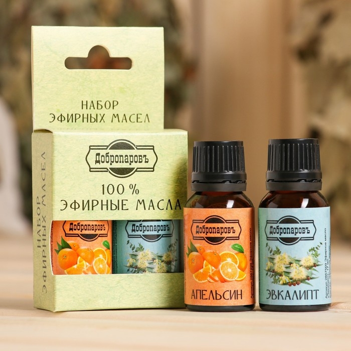 Набор эфирных масел эвкалипт, апельсин Набор эфирных масел эвкалипт, апельсин "Добропаровъ", 2 шт по 17 мл