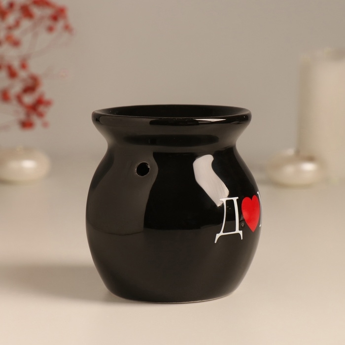 Аромалампа керамика Аромалампа керамика "Д♥м." чёрная 7,2х7,2х7,8 см