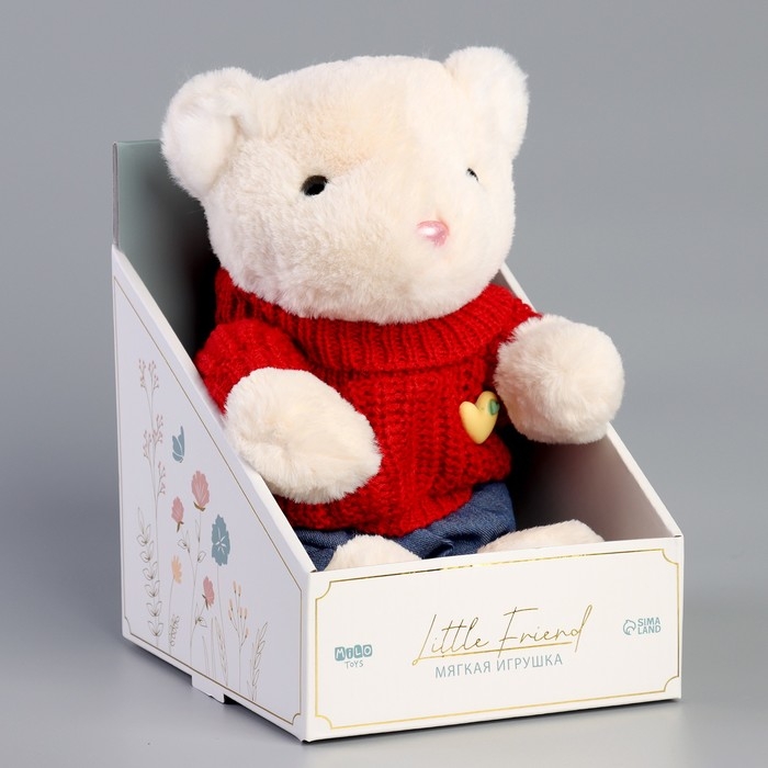 Мягкая игрушка Little Friend, новогодний мишка в красном свитере, 21 см Мягкая игрушка Little Friend, новогодний мишка в красном свитере, 21 см